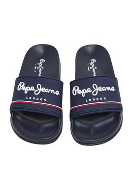  Tongs Pepe Jeans Slider bleu marine pour enfant.