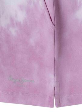 Shorts Pepe Jeans Amy rose et blanc pour fille