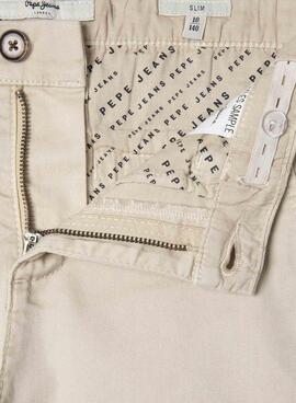 Pantalon Pepe Jeans Junior beige slim pour garcon