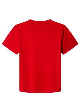 T-shirt Pepe Jeans Dylan rouge pour enfant.