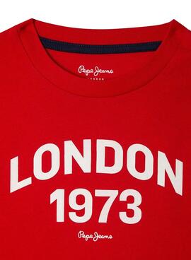 T-shirt Pepe Jeans Dylan rouge pour enfant.
