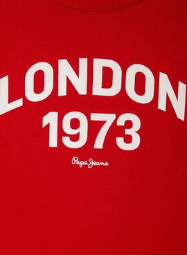 T-shirt Pepe Jeans Dylan rouge pour enfant.