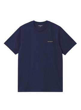 T-shirt Carhartt Script Embroidery bleue pour homme