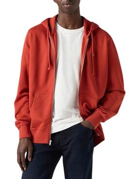 Sweatshirt Levi's Zip Up rouge pour homme