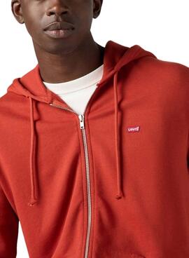 Sweatshirt Levi's Zip Up rouge pour homme