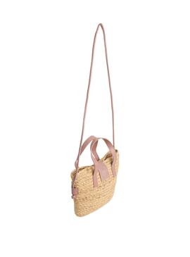 Sac Pepe Jeans Fiona en jute naturel et rose pour femme