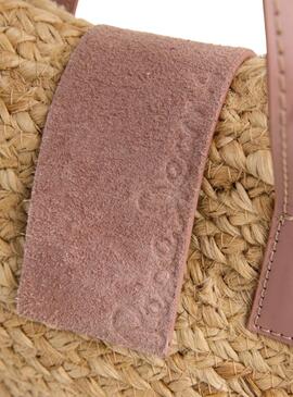 Sac Pepe Jeans Fiona en jute naturel et rose pour femme