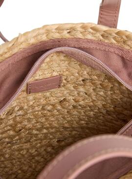 Sac Pepe Jeans Fiona en jute naturel et rose pour femme