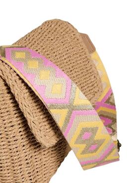 Sac Pieces Senia Cross Body en rafia rose pour femme