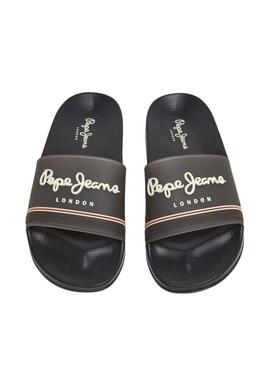 Sandales Pepe Jeans Slider noires pour femme.