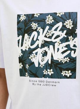 T-shirt Jack and Jones Hawaii Shape blanc pour homme
