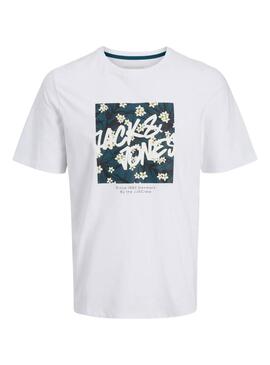T-shirt Jack and Jones Hawaii Shape blanc pour homme