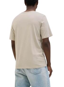 T-shirt Jack and Jones Hawaii Shape beige pour homme