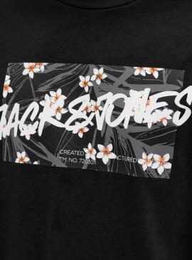 T-shirt Jack and Jones Hawaii Shape noir pour homme