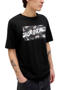T-shirt Jack and Jones Hawaii Shape noir pour homme