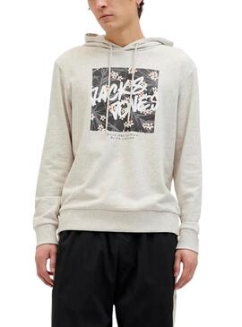 Sweatshirt Jack and Jones Hawaii Shape gris pour homme