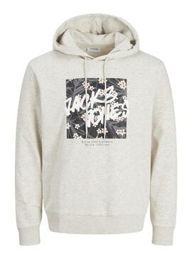 Sweatshirt Jack and Jones Hawaii Shape gris pour homme