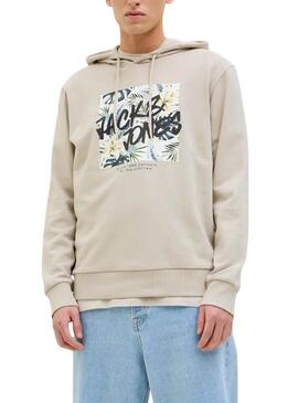 Sweatshirt Jack and Jones Hawaii Shape beige pour homme
