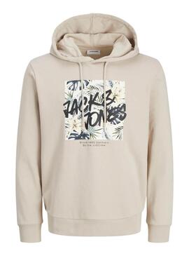 Sweatshirt Jack and Jones Hawaii Shape beige pour homme