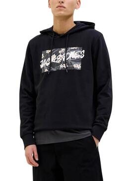 Sweat à capuche Jack and Jones Hawaii Shape bleu marine pour homme