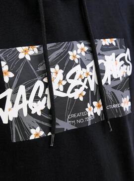 Sweat à capuche Jack and Jones Hawaii Shape bleu marine pour homme