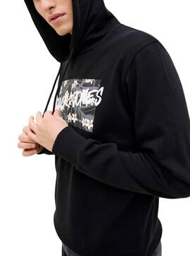 Sweat à capuche Jack and Jones Hawaii Shape bleu marine pour homme