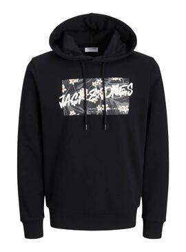 Sweat à capuche Jack and Jones Hawaii Shape bleu marine pour homme