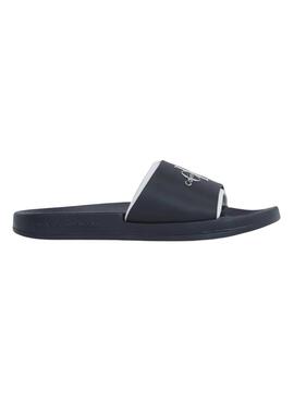 Tongs Calvin Klein Jeans Slide Monogram noir pour homme
