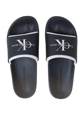 Tongs Calvin Klein Jeans Slide Monogram noir pour homme