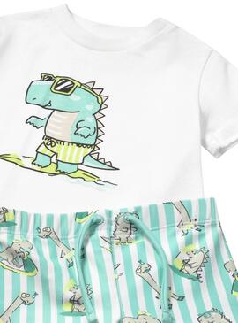 Maillot Mayoral 2 pièces blanc et vert pour bébé