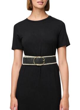 Ceinture Pieces Lydia  tressée noire pour femme 
