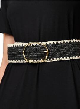 Ceinture Pieces Lydia  tressée noire pour femme 