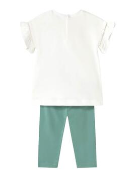 Ensemble Mayoral leggings avec application en tulle vert bébé