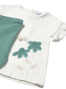 Ensemble Mayoral leggings avec application en tulle vert bébé