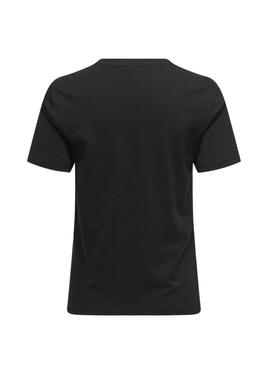 T-shirt Only Polly à poche avec des fleurs noires pour femme