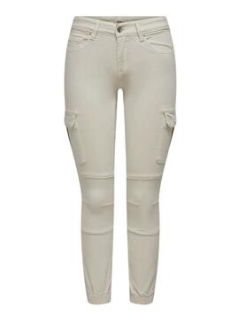 Pantalon cargo slim beige pour femme Missouri de la marque Only.