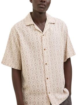Chemise Jack and Jones Vicent beige pour homme.