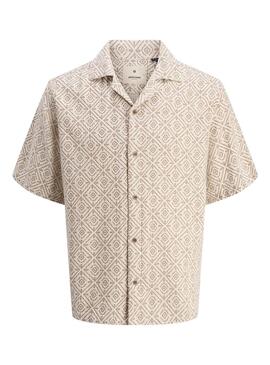 Chemise Jack and Jones Vicent beige pour homme.