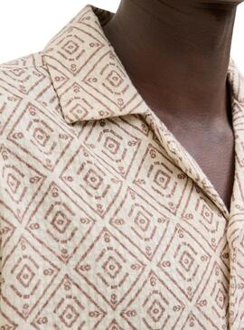 Chemise Jack and Jones Vicent beige pour homme.