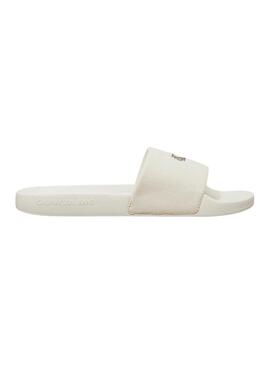 Tongs Calvin Klein monogramme beige pour femme