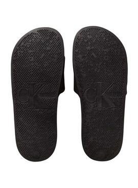 Tongs Calvin Klein monogramme noir pour femme