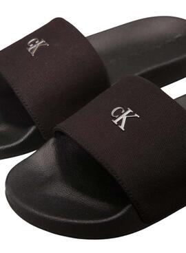 Tongs Calvin Klein monogramme noir pour femme