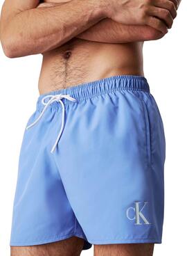 Maillot de bain Calvin Klein Monogram bleu pour homme
