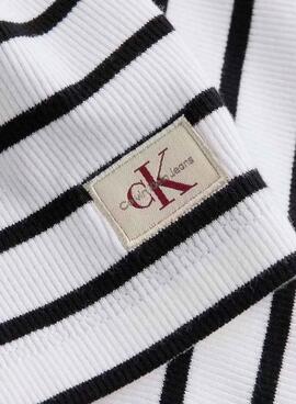 Robe Calvin Klein Rib à rayures midi imprimée pour femme