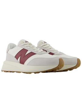 Chaussures New Balance U370 blanches et bordeaux pour femmes et hommes