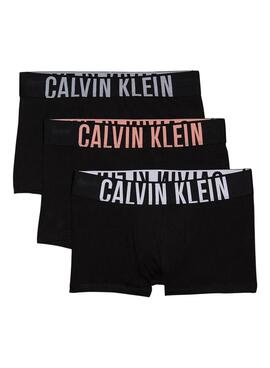Paquete de 3 calzoncillos Calvin Klein bóxer ajustados negros para hombre.