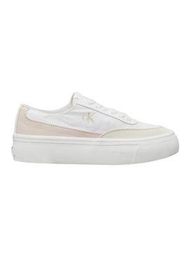 Chaussures en toile Calvin Klein avec plateforme blanche pour femme.