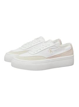 Chaussures en toile Calvin Klein avec plateforme blanche pour femme.