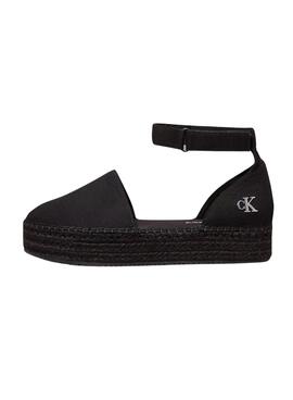 Espadrilles Calvin Klein à plateforme noires pour femme.