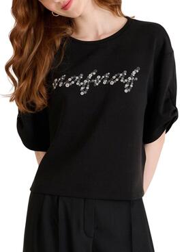T-shirt Naf Naf Logo Print noir pour femme